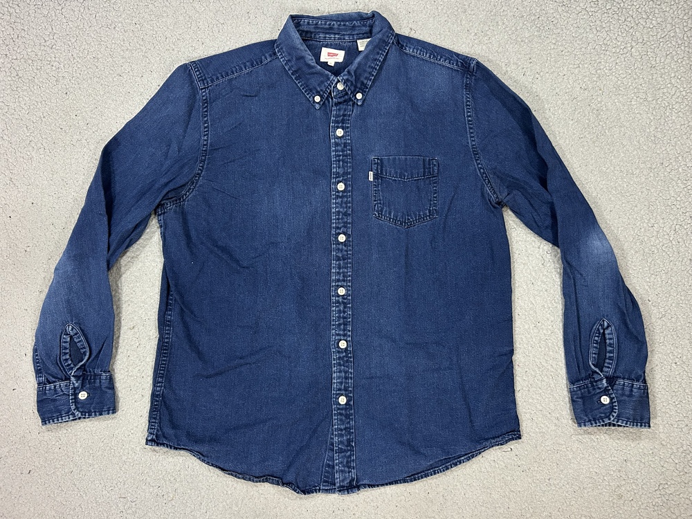 Levi's Denim Shirt Mens XL Blue Long Sleeve Button Down Cowboy Western Workwear